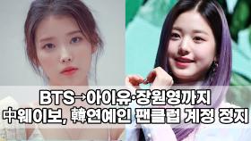 BTS→아이유·장원영까지…中웨이보, 韓연예인 팬클럽 계정 정지