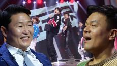 PSY 연습생, 싸이×박진영 앞에서 단체 신고식 무대 ‘WIN’