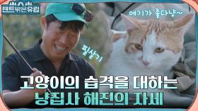 텐트를 점거한 이태리 고양이 ㅠㅁㅠ 고양이 놀아주는 유해진X진선규 냥집사 모먼트 | tvN 220914 방송