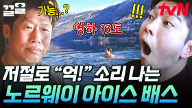 차가운 물 온도에 온갖 곡소리 다 나는 중ㅋㅋ 노르웨이 피오르에서 아이스 배스 경험하는 텐밖즈 | 텐트밖은유럽노르웨이편