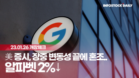 [0126개장체크] 美 증시, 장중 변동성 끝에 혼조..알파벳 2%↓