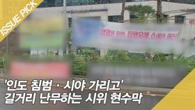 '인도 침범·시야 가리고' 길거리 난무하는 시위 현수막