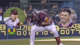 헤드샷 맞았는데 웃고 있어요…임찬규 커브 맞은 카디네스