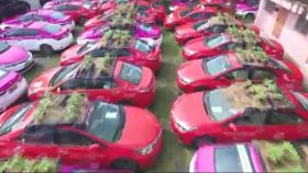 [World Now_영상] 택시 위에 가지·호박 '주렁주렁'..태국 택시 '궁여지책'