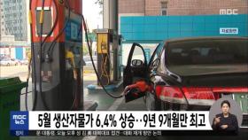 5월 생산자물가 6.4% 상승…9년 9개월만 최고