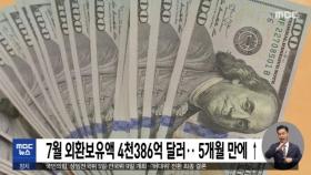 7월 외환보유액 4천386억 달러‥5개월 만에 ↑