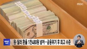 원·달러 환율 1천480원 넘어‥금융위기 후 최고 수준