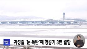 귀성길 '눈 폭탄'에 항공기 3편 결항