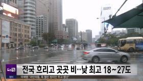 전국 흐리고 곳곳 비‥낮 최고 18∼27도