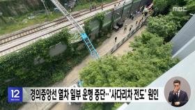 경의중앙선 열차 일부 운행 중단‥'사다리차 전도' 원인