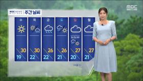 [날씨] 퇴근길 곳곳 비‥내일도 30도 안팎, 습도 높아 후텁지근