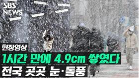 [영상] 난간 붙잡아도 '휘청'…전국 때린 강풍 · 폭설