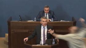 '퍽' 여당 대표에게 날아든 주먹…아수라장 된 조지아 의회
