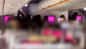 팬들 따라 탄 비행기 안 '아수라장'…승무원 제지도 무시