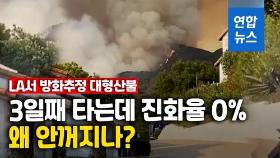 [영상] LA서 또 산불…소방차 접근 어려운 가파른 산 '활활'