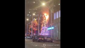 [월드&포토] 방화로 타버린 뉴욕 폭스뉴스 앞 15m 성탄트리