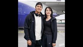 MLB 다저스 오타니, '한국행 비행기' 앞에서 아내 최초 공개