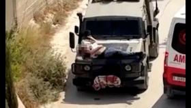 이스라엘군, 다친 팔레스타인인 차량 앞 보란듯 매달고 운전
