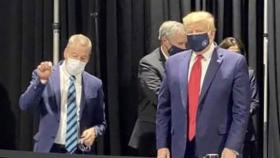 트럼프 '마스크 착용' 포착…공개자리선 미착용
