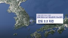경북 포항 해역서 규모 2.2 지진…
