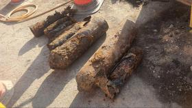 부산 아파트 공사장서 오래된 포탄 5발 발견