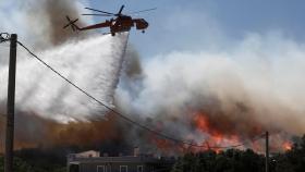 그리스 아테네 외곽서 산불…폭염에 진압 난항