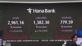코스피 '3천피' 눈앞 다시 하락 전환…2,960선 하회