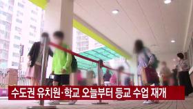 [YTN 실시간뉴스] 수도권 유치원·학교 오늘부터 등교 수업 재개