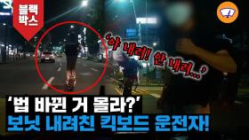 [블박TV] 종횡무진 차선 넘나들다! 보닛 내려친 킥보드 운전자