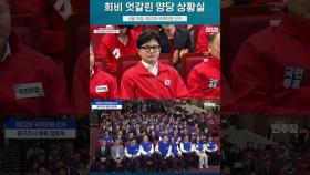 출구조사 결과에 반응 갈린 양당 상황실 #2024총선 #더불어민주당 #국민의힘