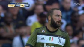 만회골을 노리는 유벤투스! 요리스의 선방에 막힌 이구아인의 슈팅!