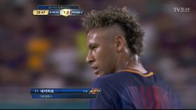 수아레즈의 완벽한 패스, 아슬아슬하게 골대 옆으로 가버린 네이마르의 슈팅